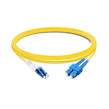 1m (3ft) Duplex OS2 Single Mode LC UPC to SC UPC OFNP Fiber Optic Cable