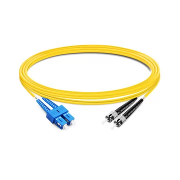 1m (3ft) Duplex OS2 Single Mode SC UPC to ST UPC PVC (OFNR) Fiber Optic Cable