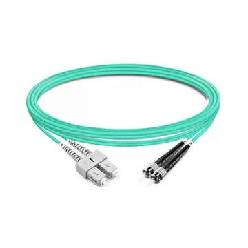 1m (3ft) Duplex OM4 Multimode SC UPC to ST UPC PVC (OFNR) Fiber Optic Cable